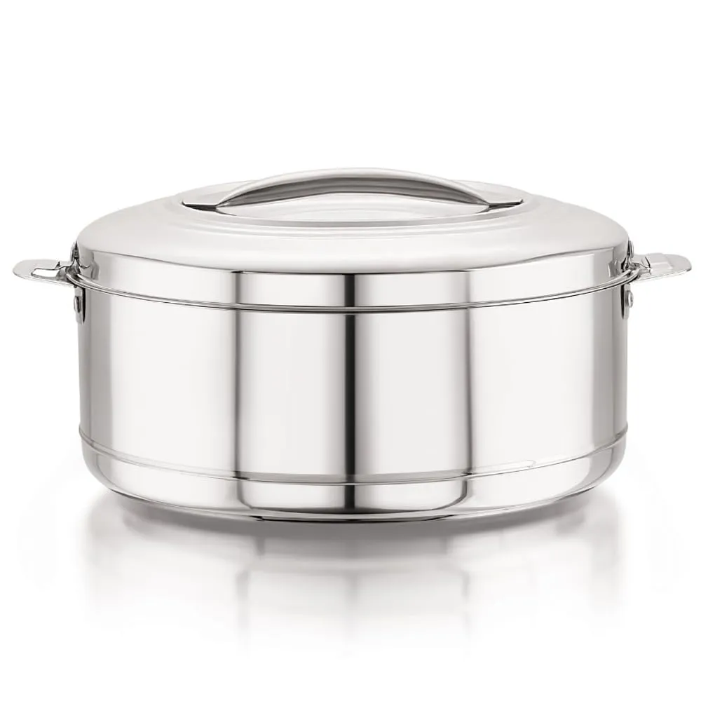 Magnus Rio Hot & Cold Double Walled Stainless Steel Casserole with Lid for 5000 ML, Silver | PU Insulated | Hot & Cold | Hygiene | Odourless | Stylish Design | Versatile Use for storing Rice-Gravy-Roti