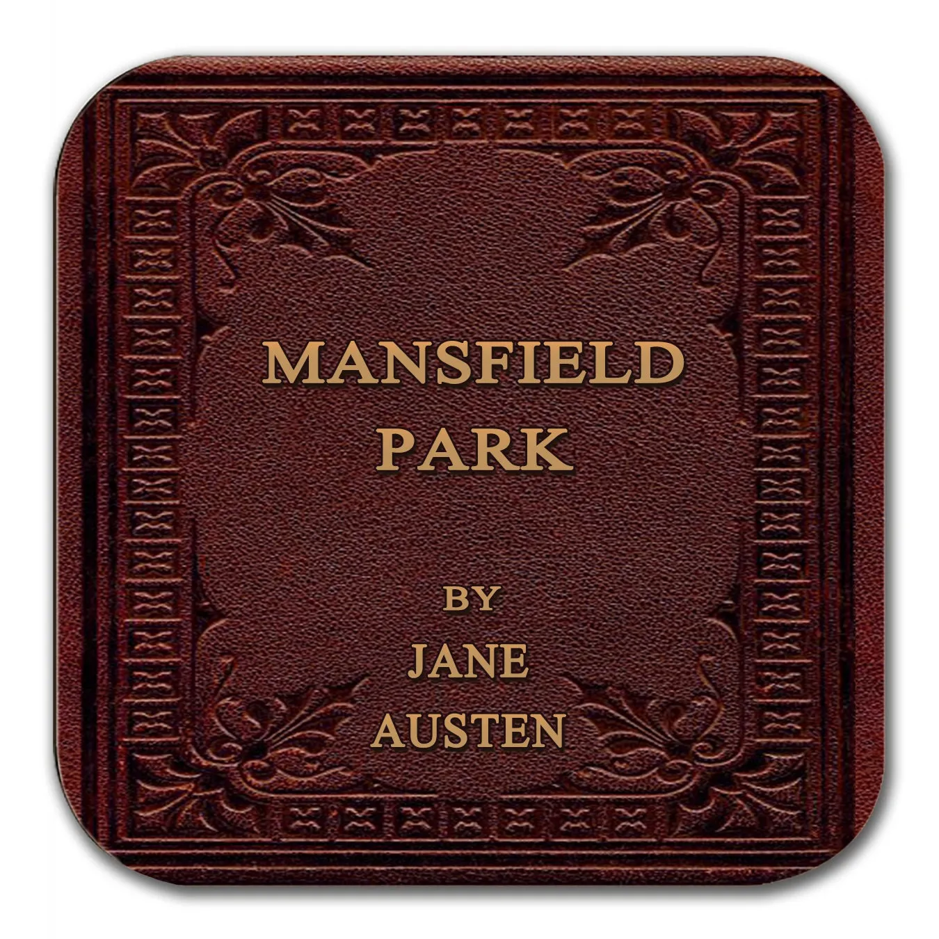 Mansfield Park by Jane Austen Coaster. Coffee Mug Coaster with Mansfield Park book design, Bookish Gift, Literary Gift