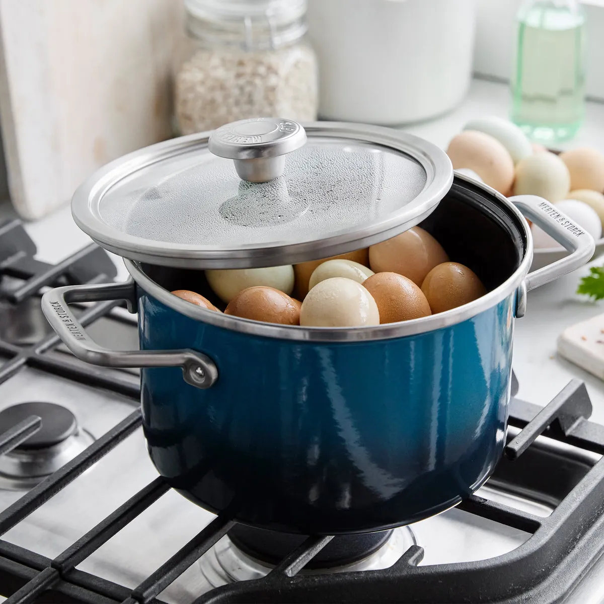 Merten & Storck Steel Core Enameled 4-Quart Stockpot with Lid | Aegean Teal