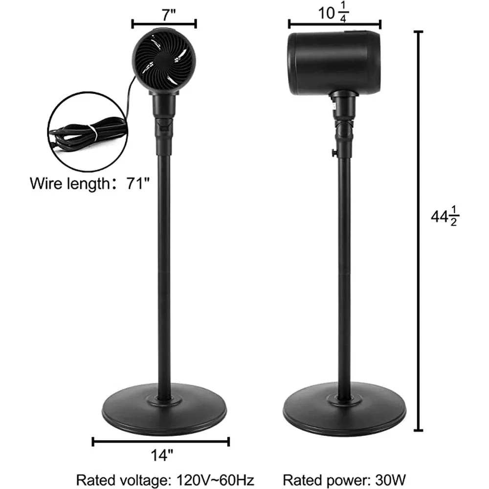 Metal Drum Jet Pedestal Fan with Remote Control Black-7 Inch