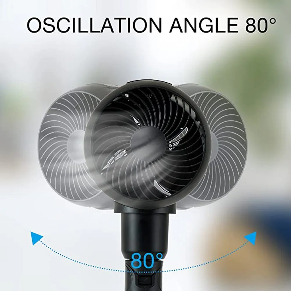 Metal Drum Jet Pedestal Fan with Remote Control Black-7 Inch