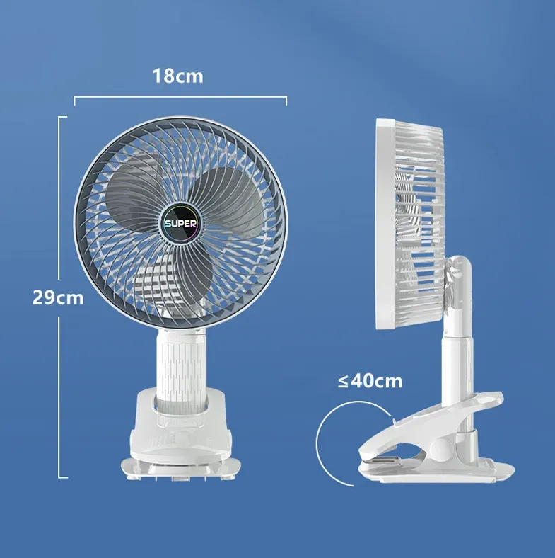 Multi-Functional 4-In-1 Rechargeable Portable Clip Fan Pm-037