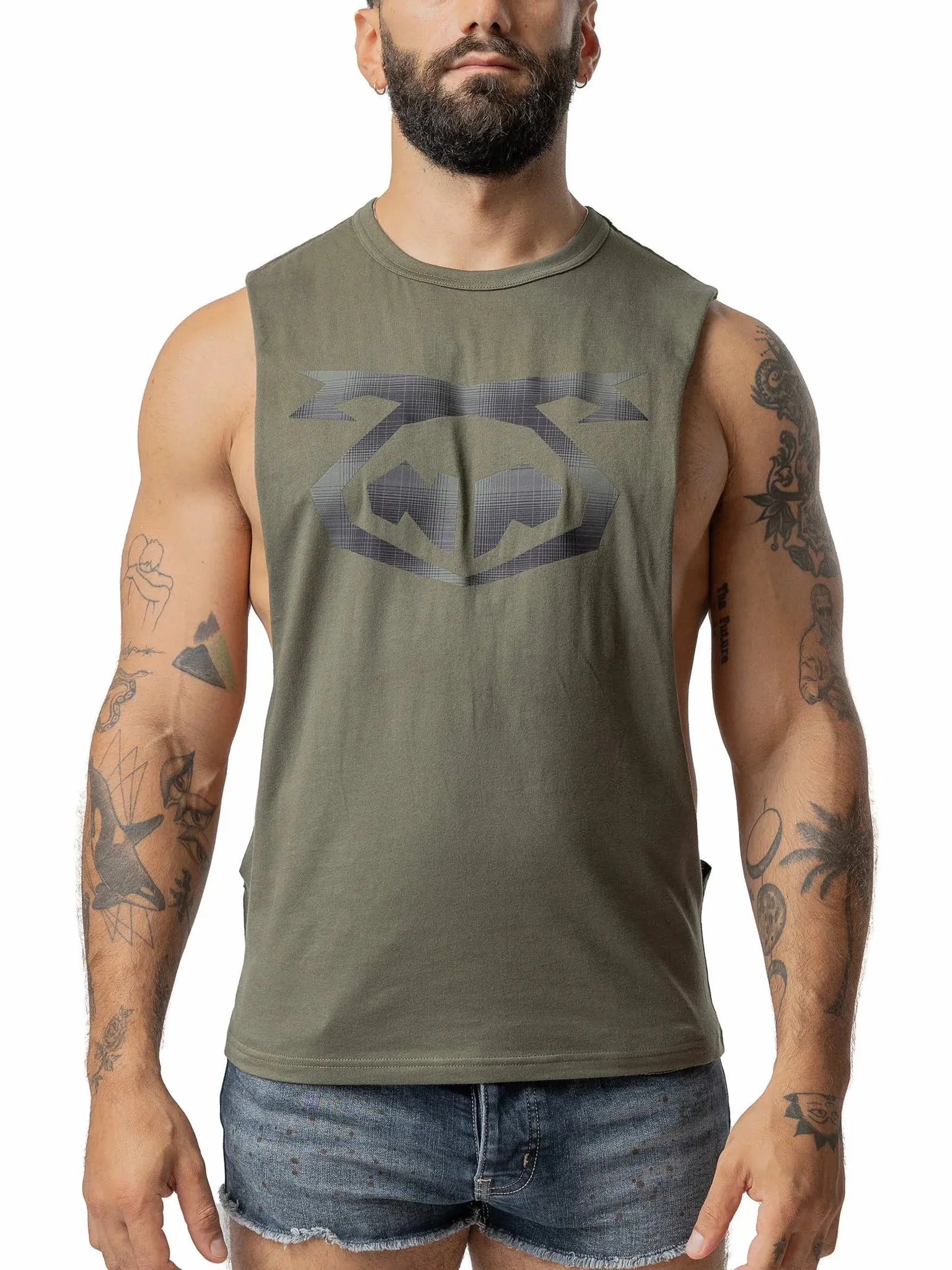 NASTY PIG  PLAID BRANDMARK SHREDDER TANK TOP