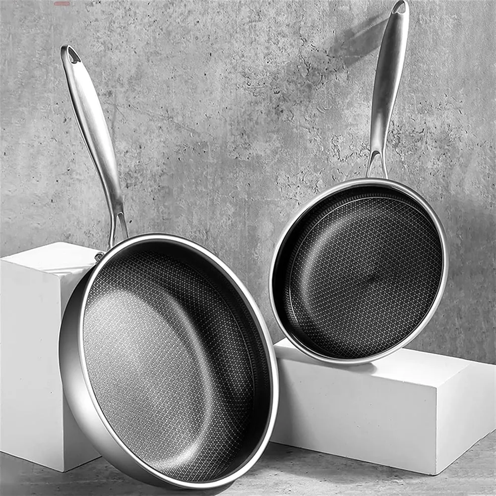 (NET)  Stainless Steel Pan, Non Stick Pan34x34x14CM