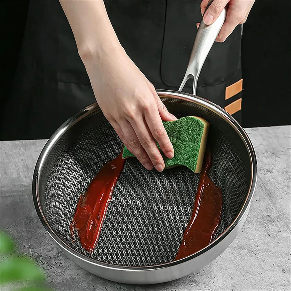 (NET)  Stainless Steel Pan, Non Stick Pan34x34x14CM