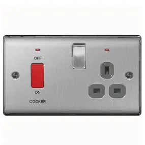 Nexus Nbs70G-01 Brushed Steel Cooker Switch & Socket