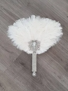 Ostrich Feather Fan, silver bouquet. luxury Bridal Ostrich Feather Fan, Bridal Bouquet, Great Gatsby wedding style. Any colour