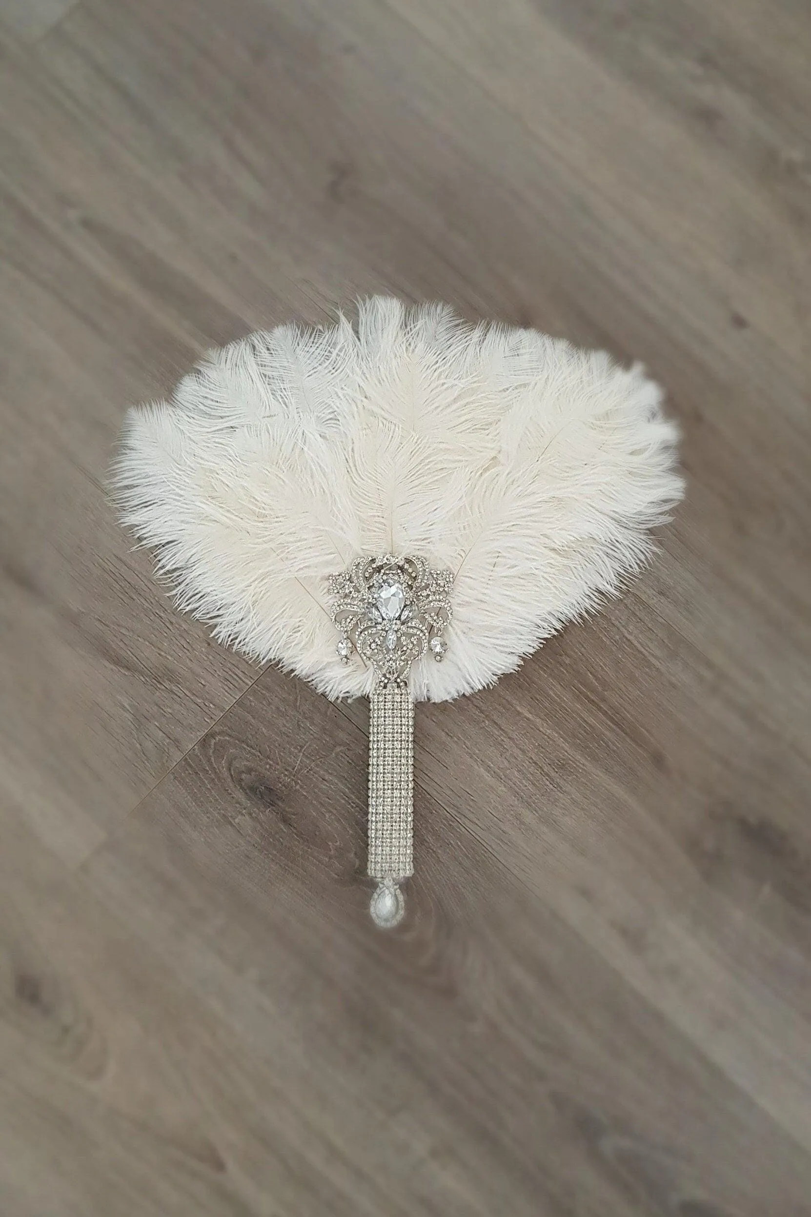 Ostrich Feather Fan, silver bouquet. luxury Bridal Ostrich Feather Fan, Bridal Bouquet, Great Gatsby wedding style. Any colour