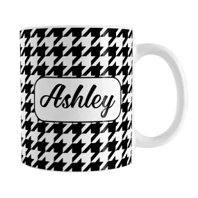 Personalized Black and White Houndstooth Mug