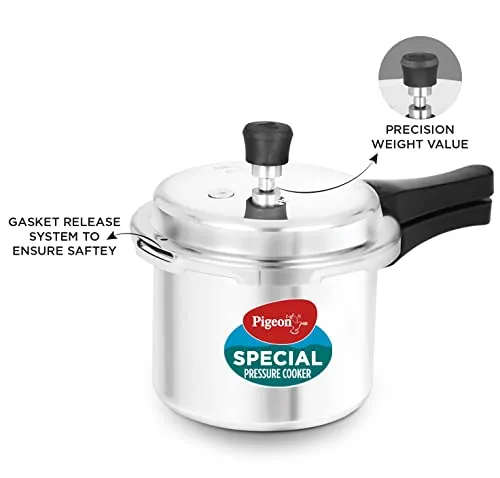 Pigeon by Stovekraft 12708 Aluminium Pressure Cooker Combo, Outer Lid, Without Induction Base (2 litre and 3 litre, Silver)