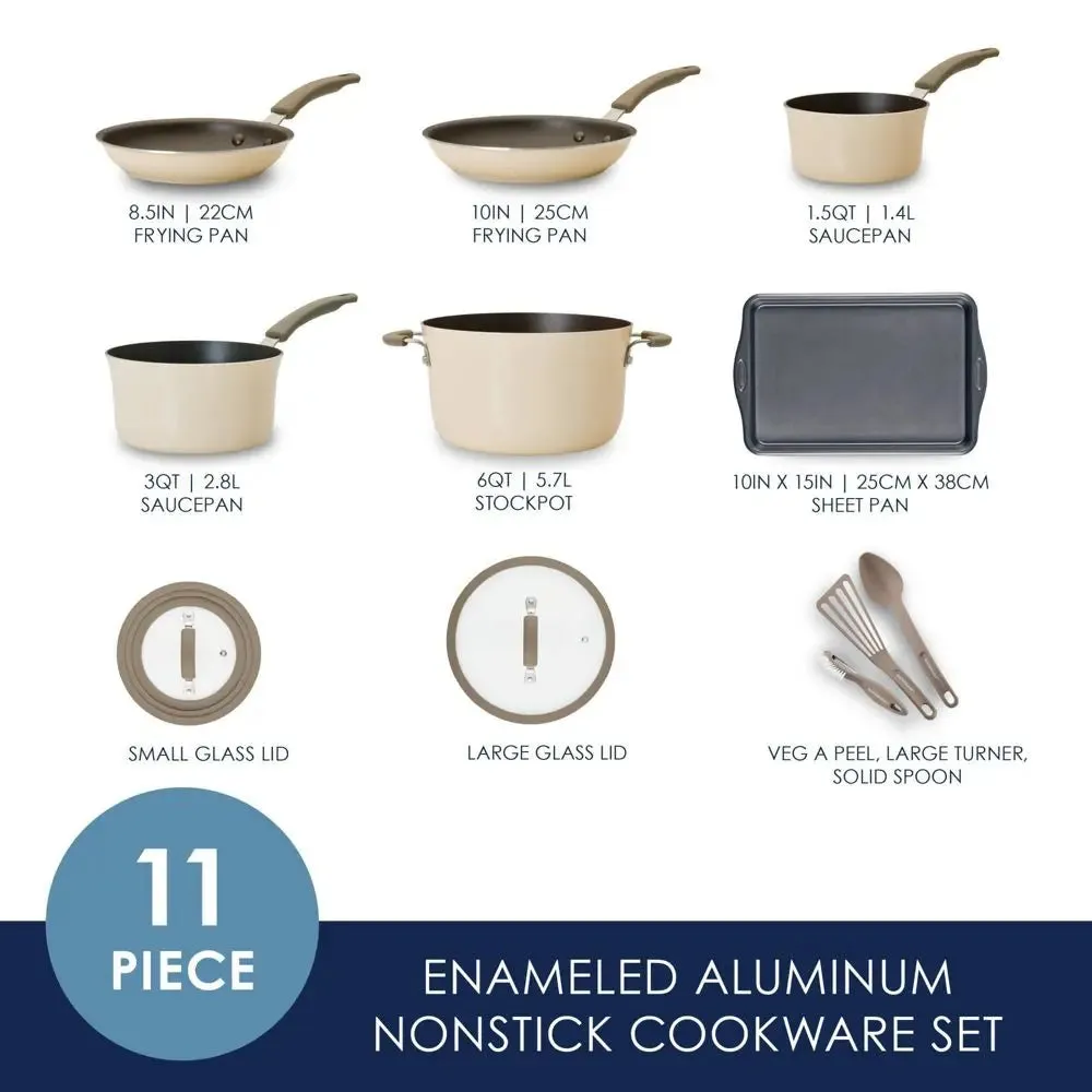 Rachael Ray Cook   Create 11pc Aluminum Nonstick Cookware Set - Almond