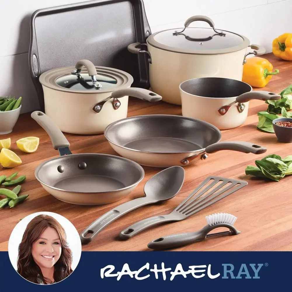 Rachael Ray Cook   Create 11pc Aluminum Nonstick Cookware Set - Almond