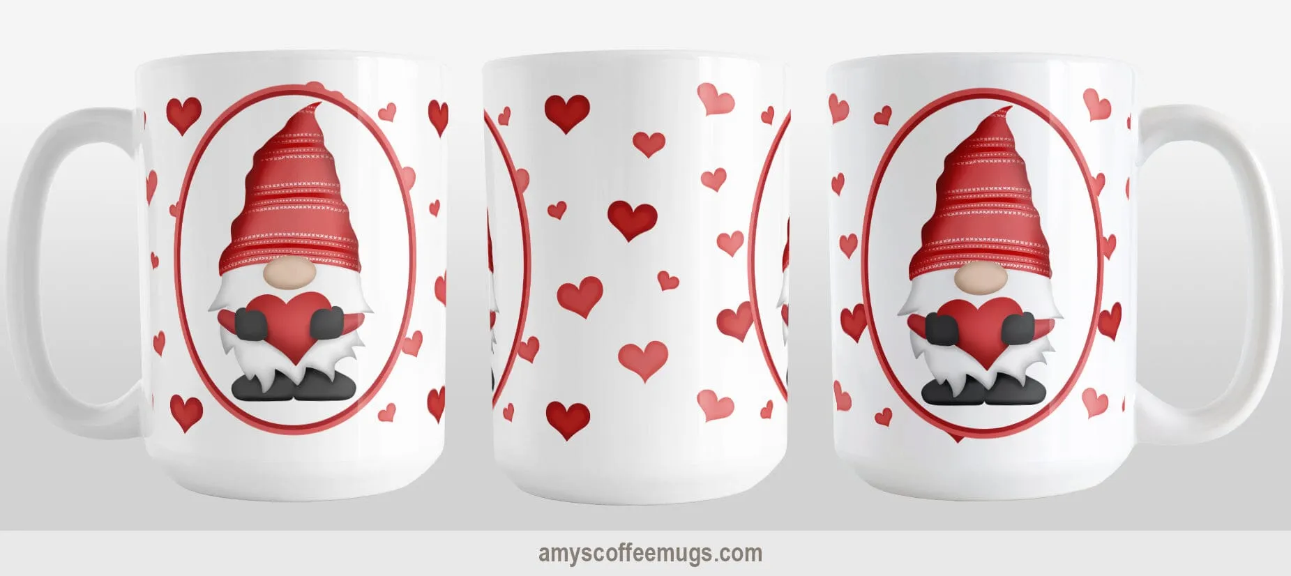 Red Gnome Dainty Hearts Mug