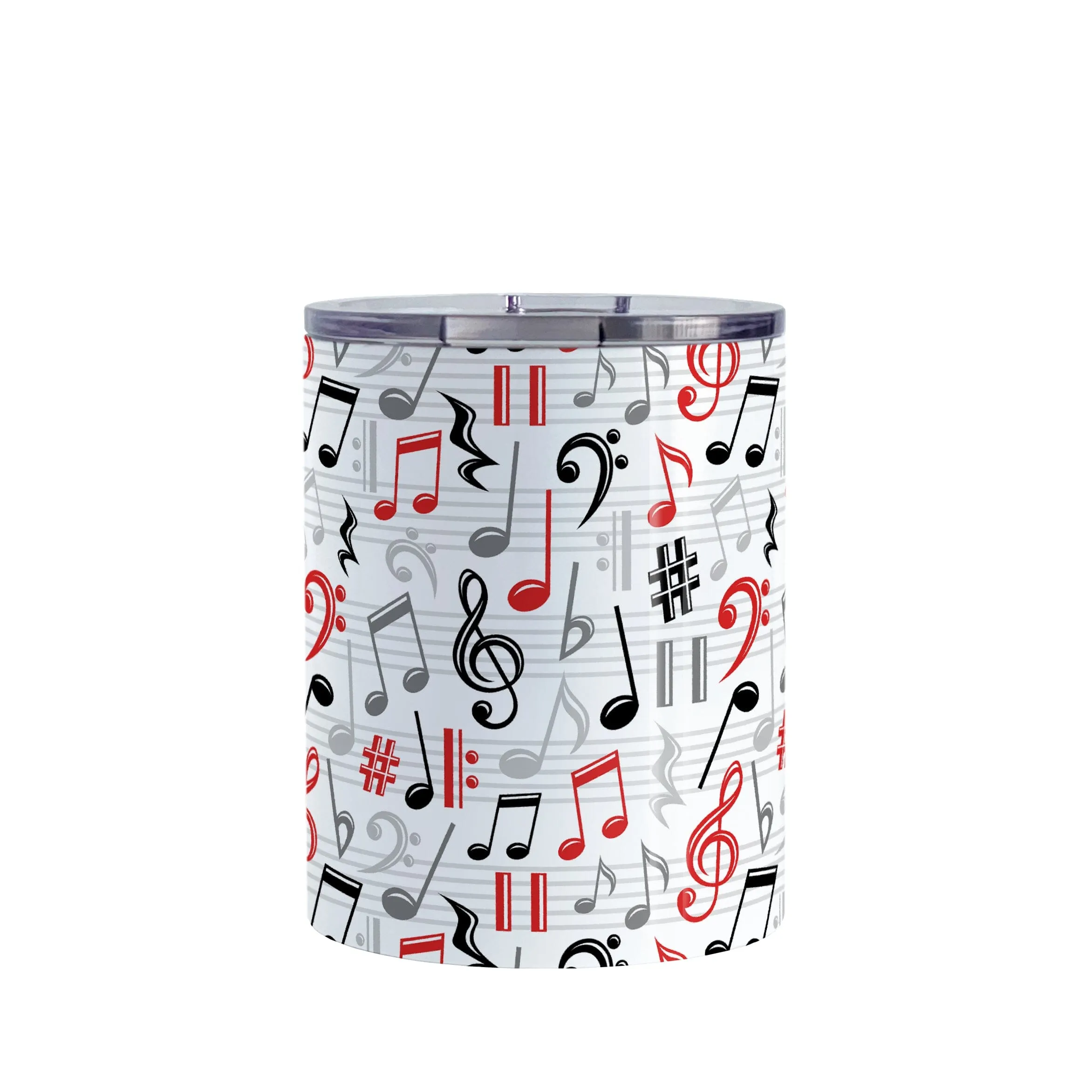 Red Music Notes Pattern Tumbler Cup