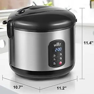 Rice Cooker 12 Cup Cooked/ 6 Cup Uncooked Preset Digital Non-Stick Multi-Function Slow Cooker, Rice Cooker & Food Steamer, Stainless Steel