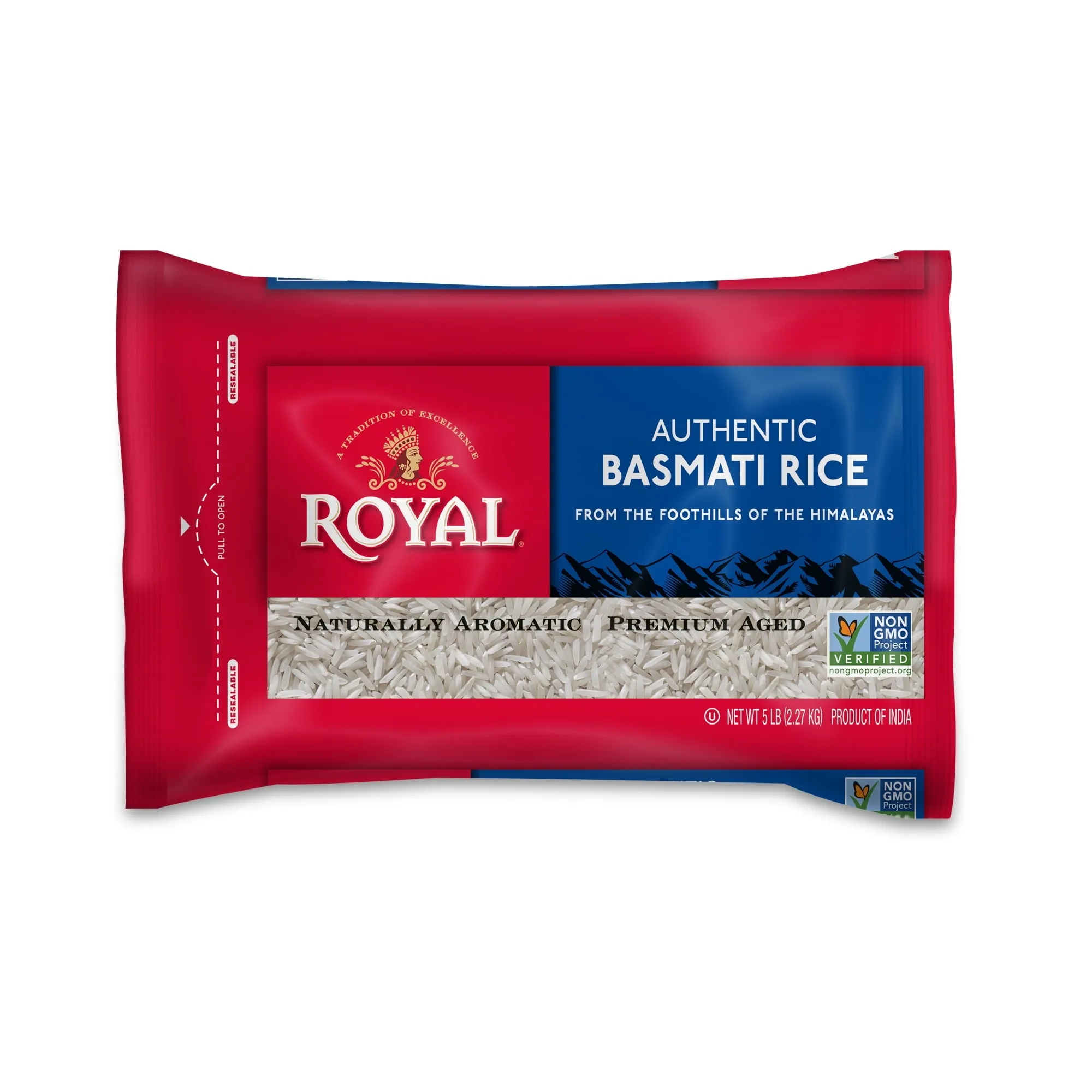 Royal White Basmati Long Grain Rice, 5 Lb Bulk Bag