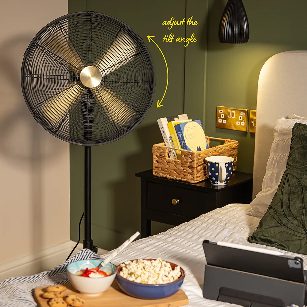 Russell Hobbs RHMPF1601BG 16” Metal Pedestal Fan in Brushed Gold & Black