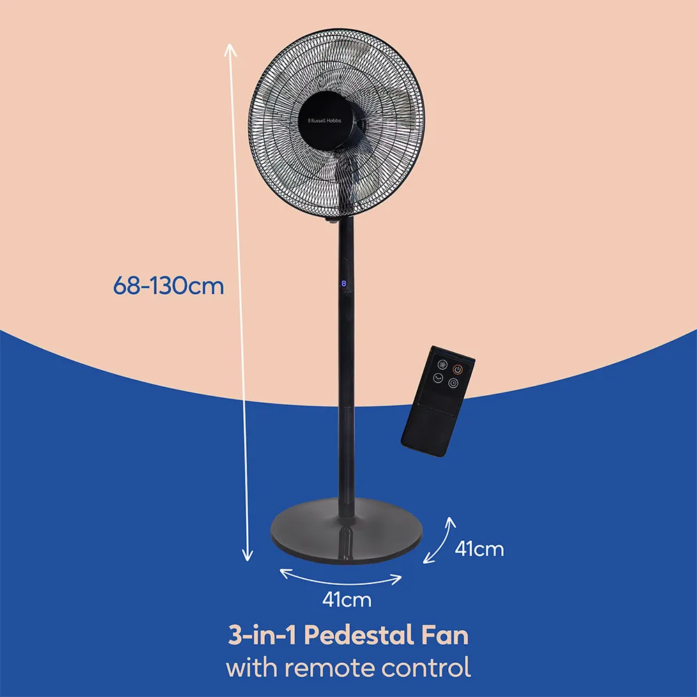 Russell Hobbs RHMPF3IN1B 3-in-1 Pedestal Fan in Black