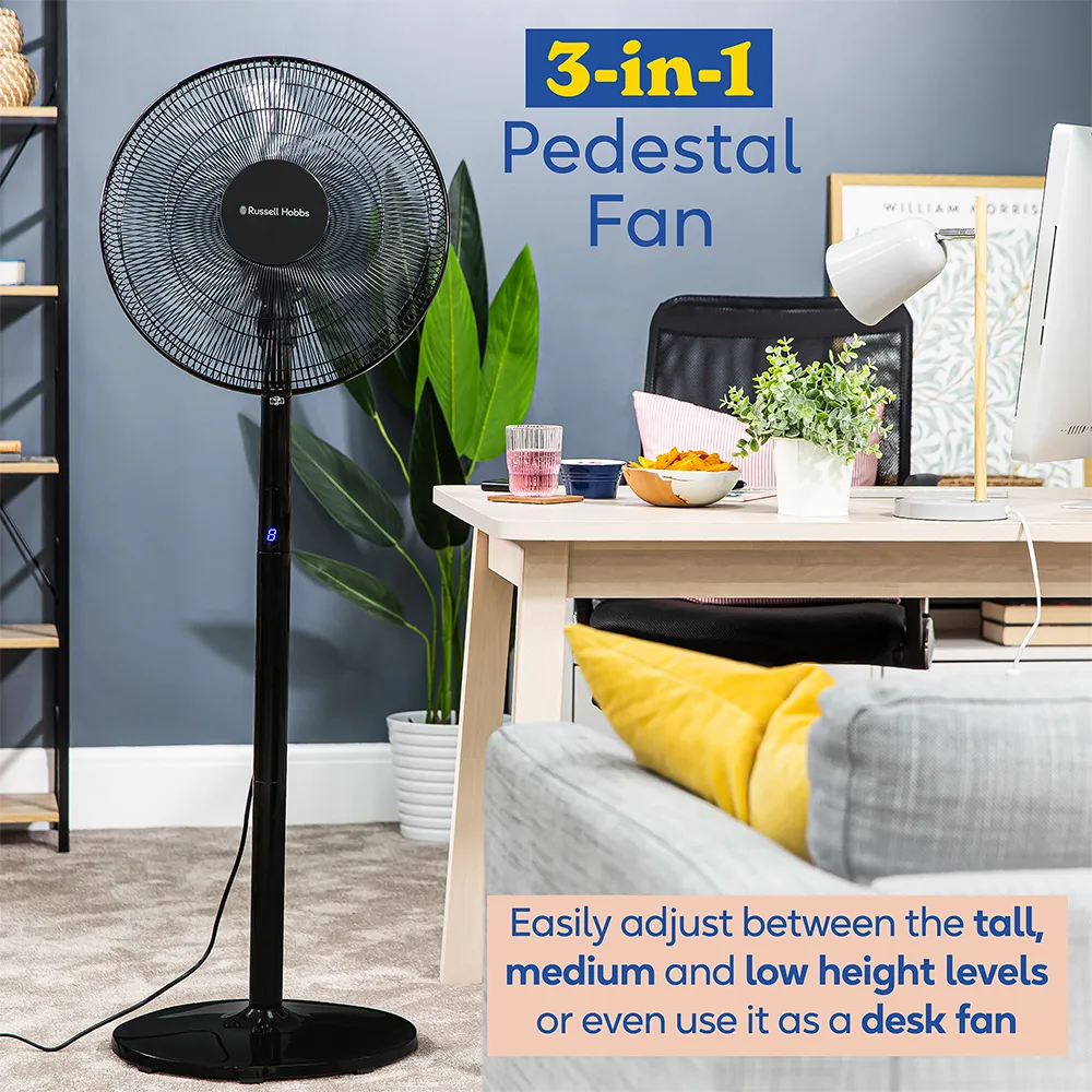 Russell Hobbs RHMPF3IN1B 3-in-1 Pedestal Fan in Black