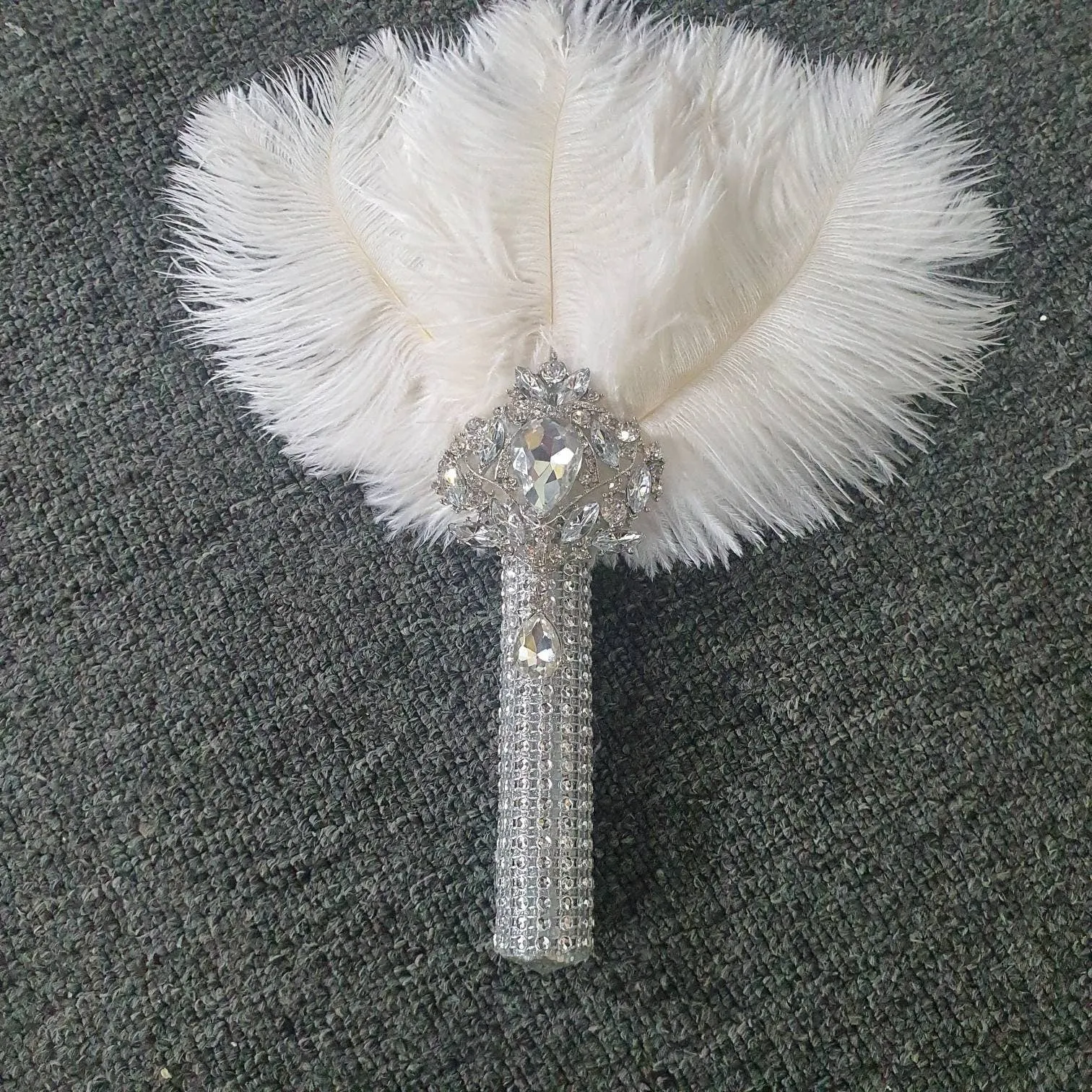 Set of 5 Feather Fan bouquets, Ostrich feathers,Great Gatsby wedding style 1920's - any colour as custom made by Crystal wedding uk