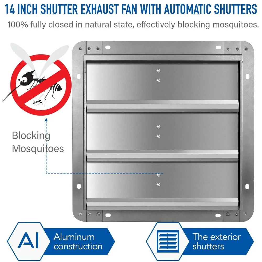 Shutter Exhaust Fan Aluminum 14 Inch