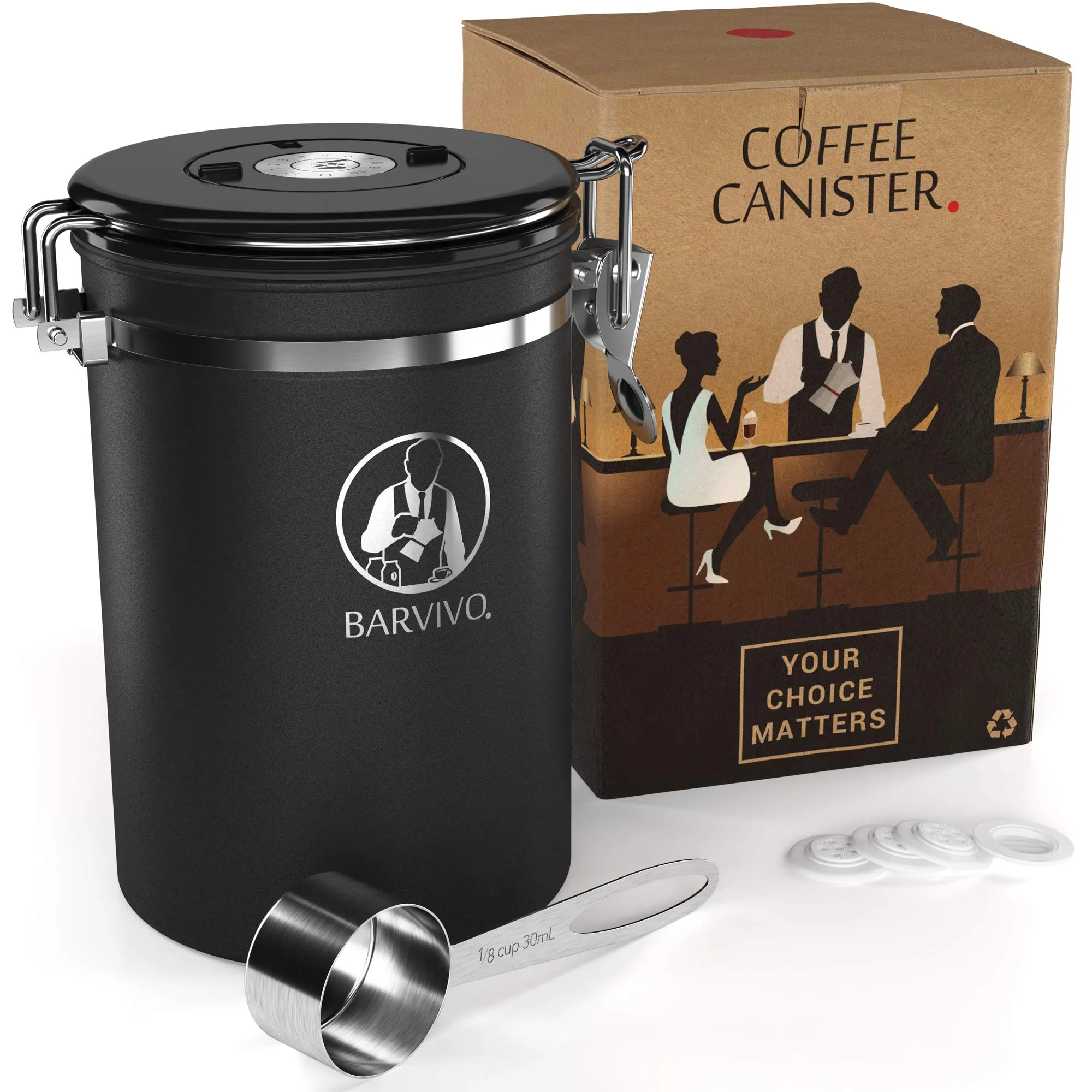 Stainless Steel Coffee Canister - Large - Keep Your Best Coffee Beans