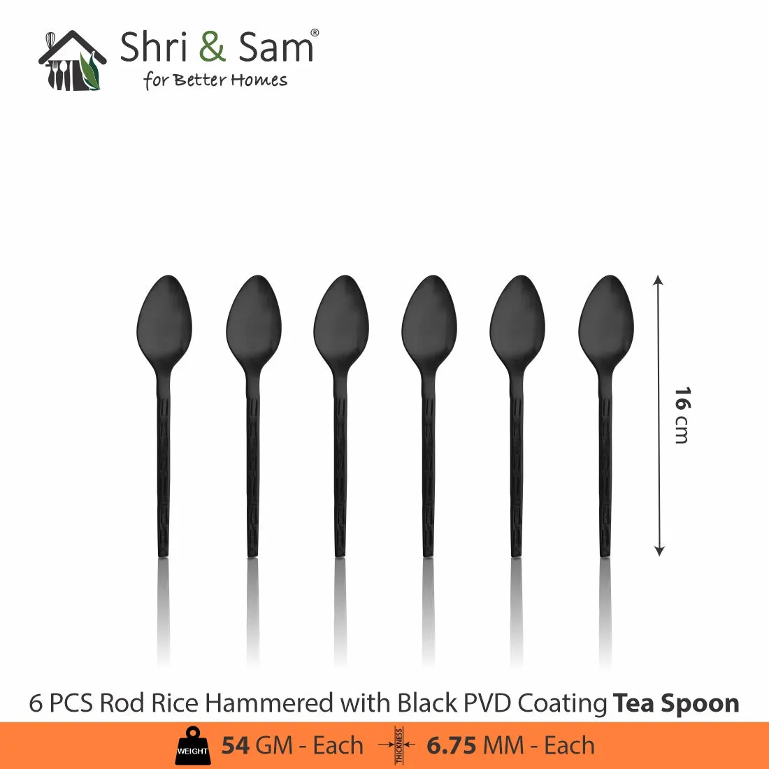 Stainless Steel Hand Crafted 24 PCS Cutlery Set with PVD Coating Rod Rice Hammered