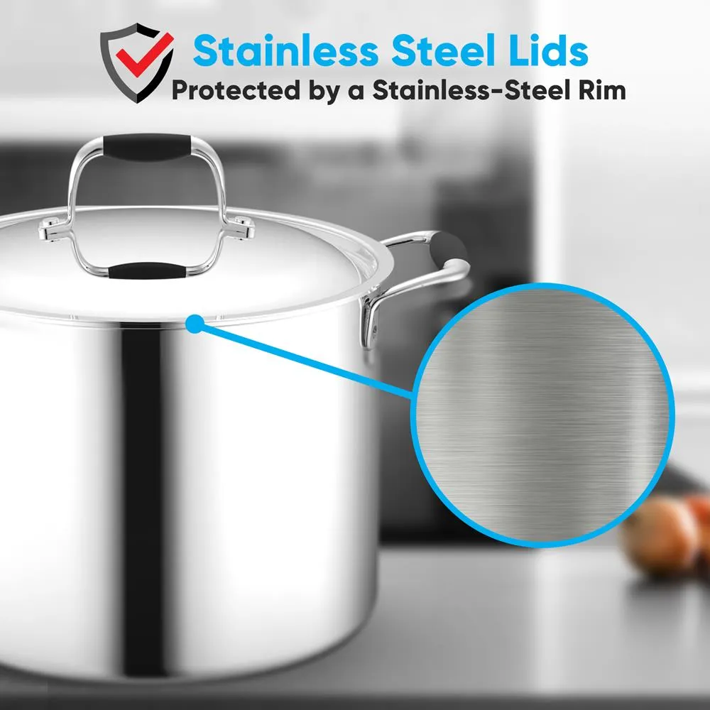 Stainless Steel Lids For Pots - Lid For 3.4 Qt Saute Pan, 8 Qt. Stock Pot, Steamer Insert, And For 8 Qt Stockpot, Works With Model Number: Ncsss12