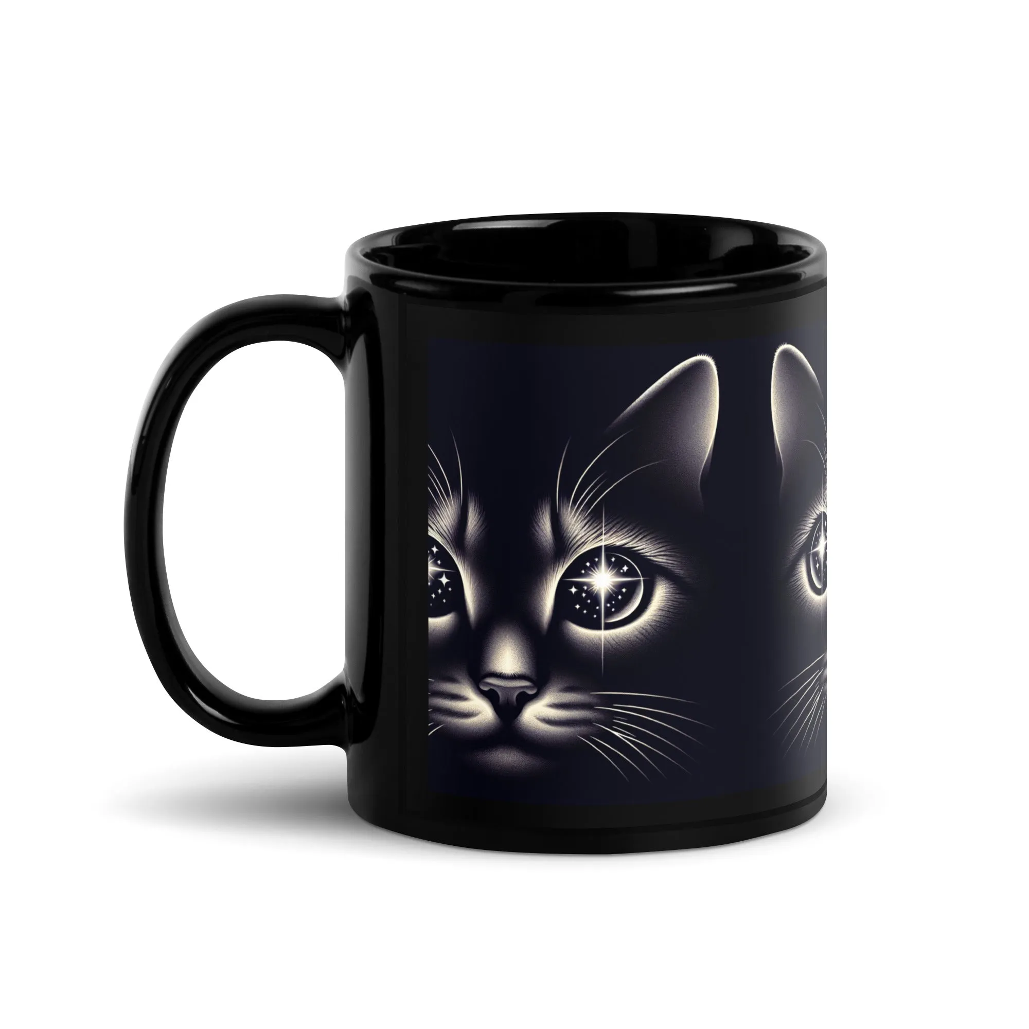 Starlit Eyes Cat Mug | Sleek Ceramic Coffee Mug | Glossy Finish | 11 oz & 15 oz