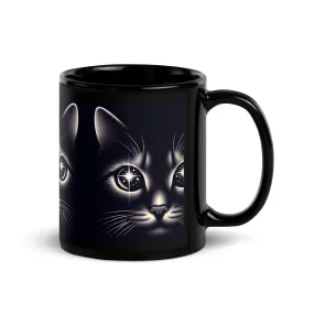 Starlit Eyes Cat Mug | Sleek Ceramic Coffee Mug | Glossy Finish | 11 oz & 15 oz