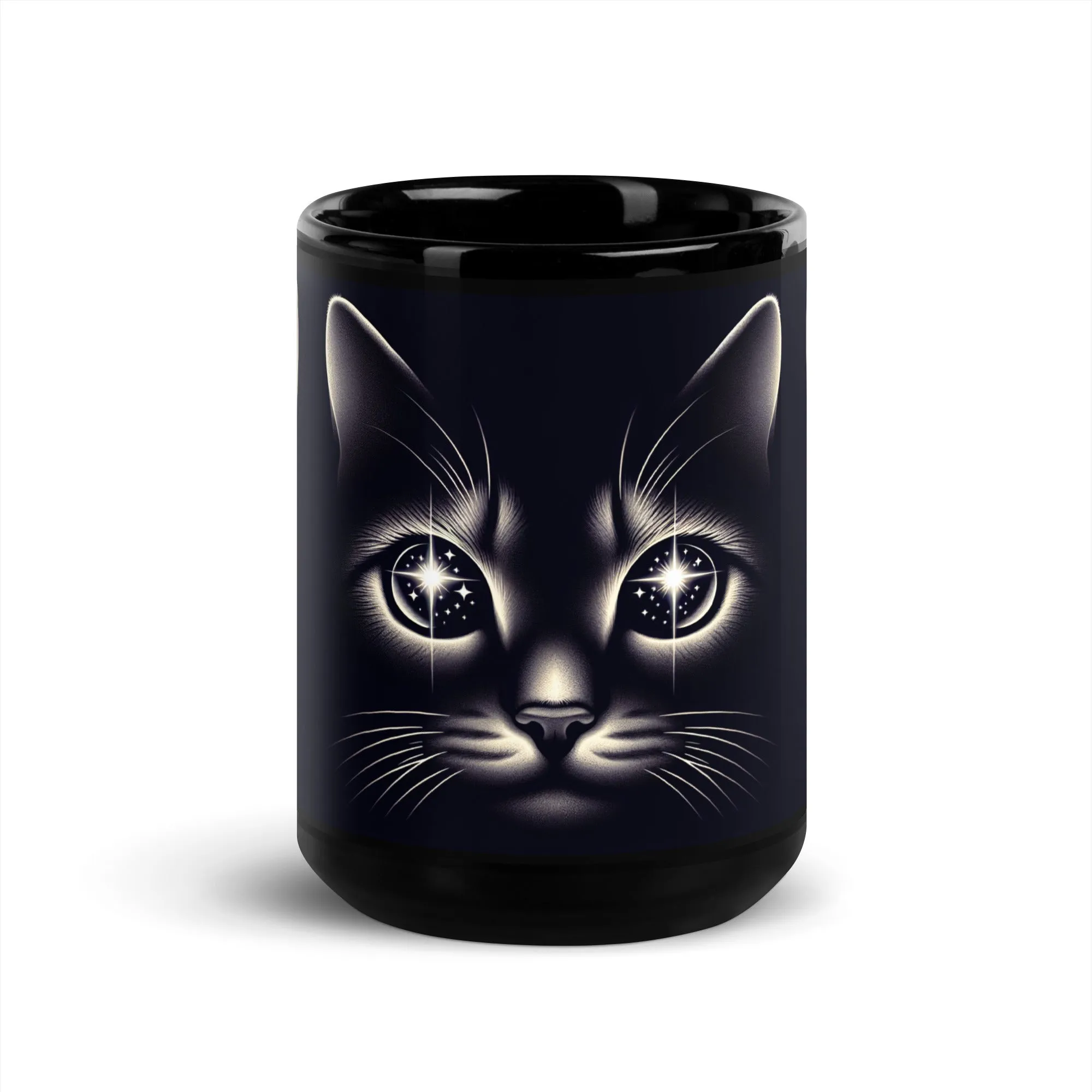 Starlit Eyes Cat Mug | Sleek Ceramic Coffee Mug | Glossy Finish | 11 oz & 15 oz