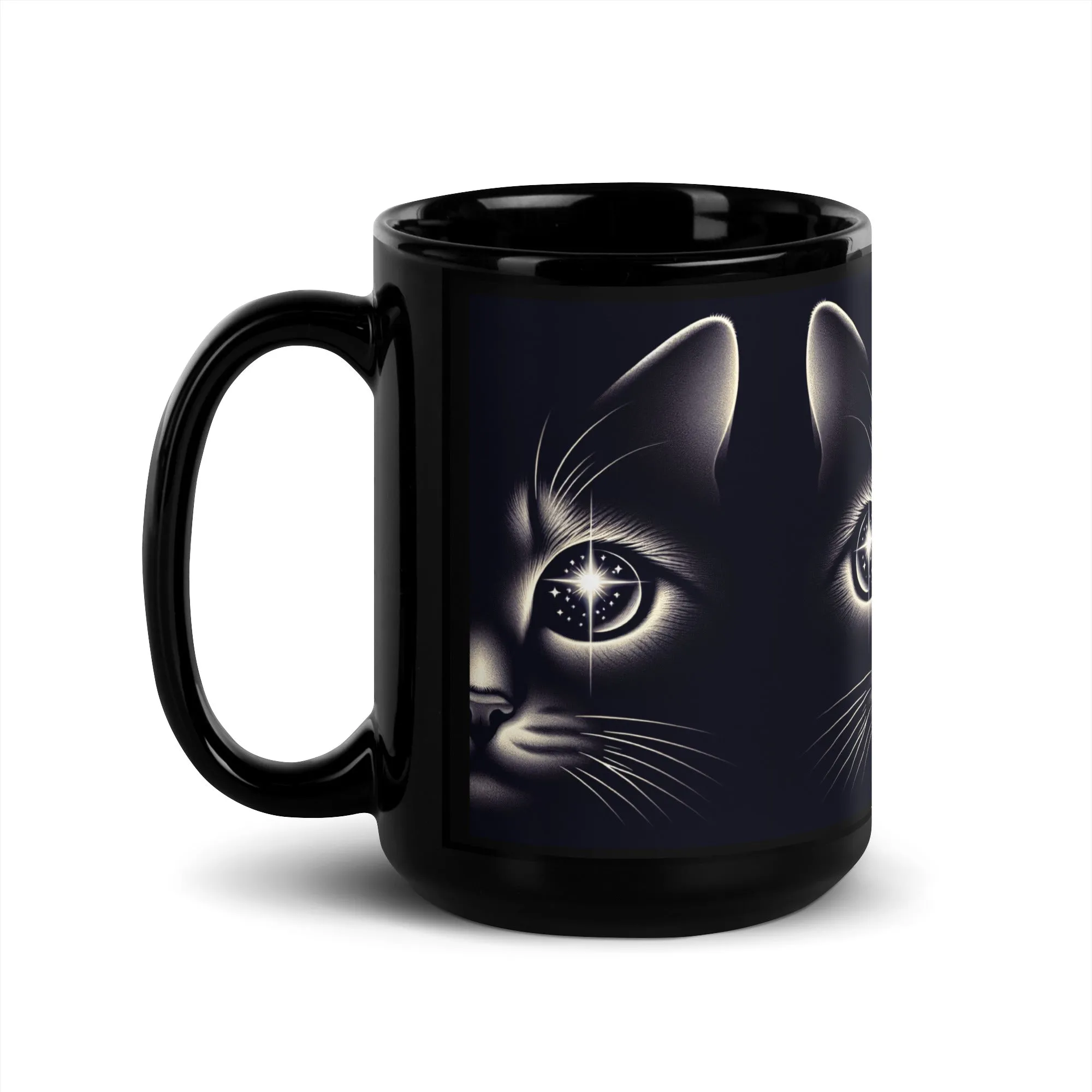 Starlit Eyes Cat Mug | Sleek Ceramic Coffee Mug | Glossy Finish | 11 oz & 15 oz