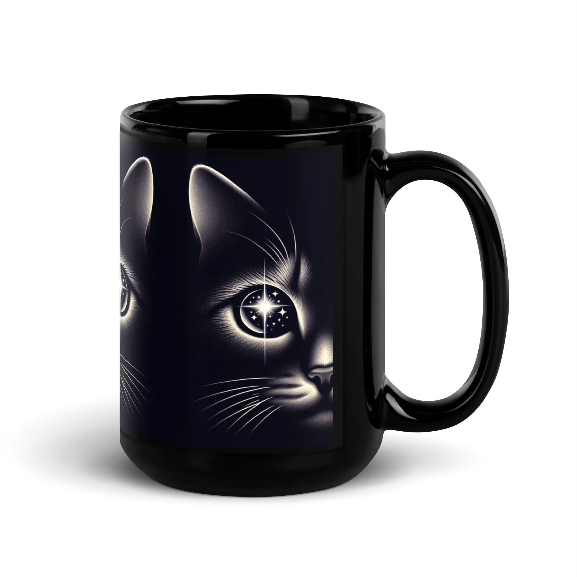 Starlit Eyes Cat Mug | Sleek Ceramic Coffee Mug | Glossy Finish | 11 oz & 15 oz