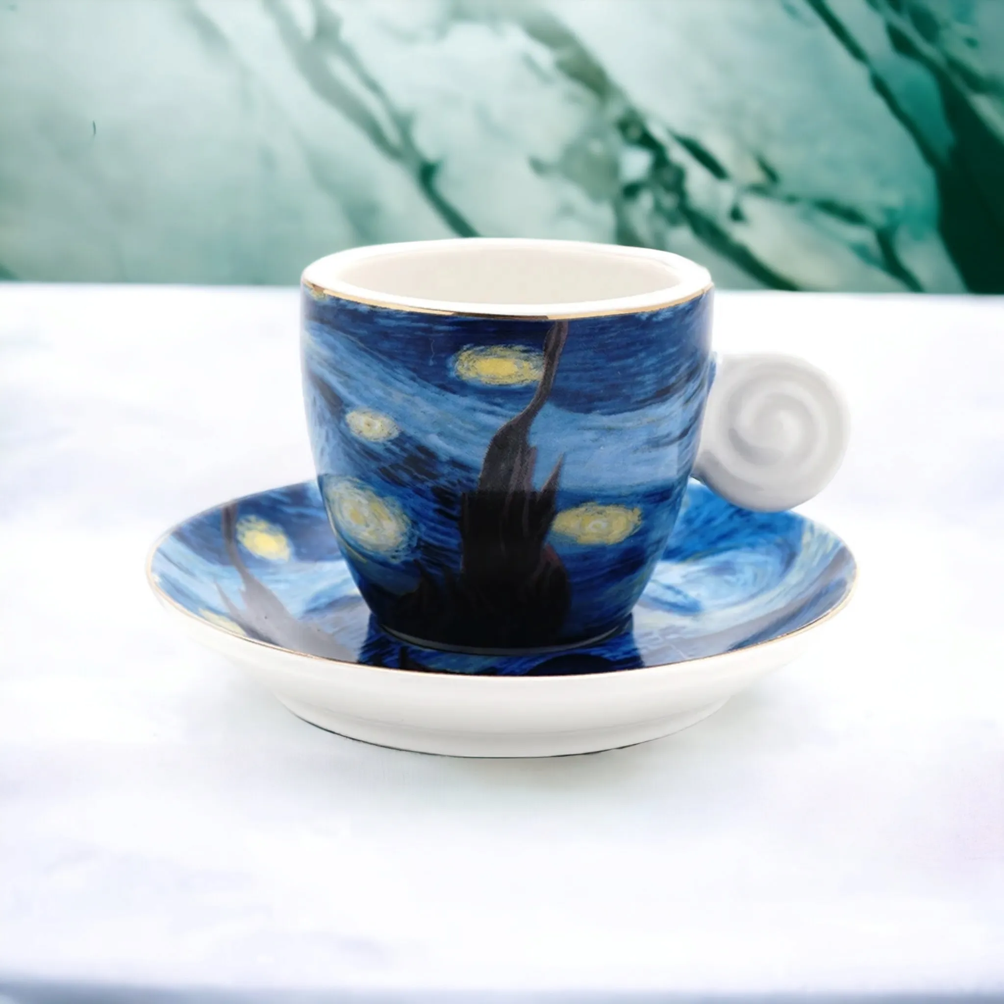 Stylish & Elegant ‘Porcelain’ 'Van Gogh' Stylish Coffee Cups - Famous Starry Night Artwork/Theme.