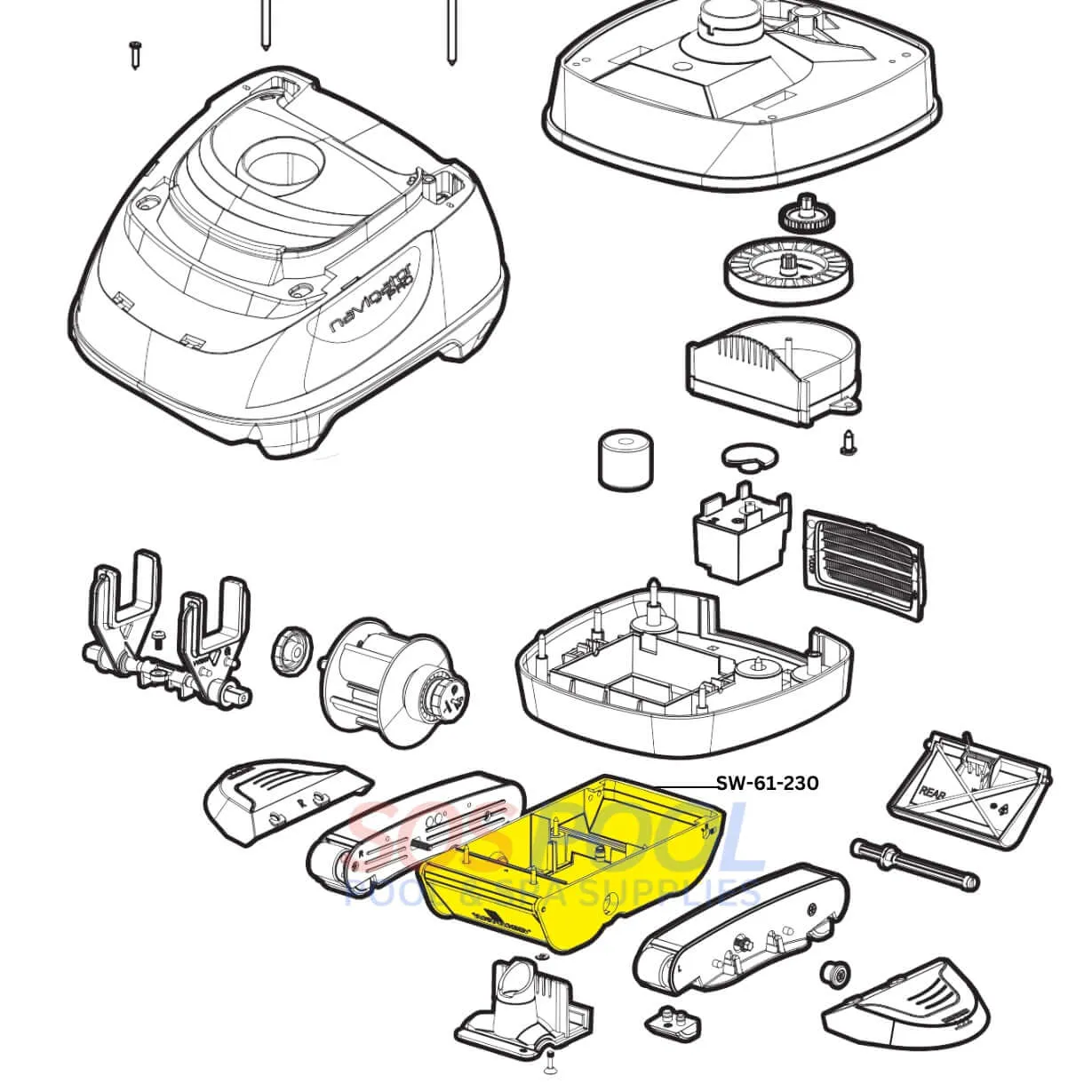 Swimables Lower Body For Hayward Navigator Pool Vac Cleaners | White | AXV230DWH | SW-61-230