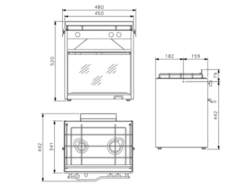 Techimpex Mastergrill Gas Cooker -  2 Burner, Oven & Grill - In Stock