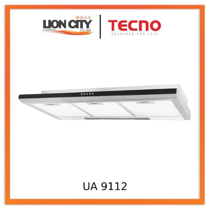 Tecno Uno UA 9112 Slim Line Hood S/S w/ Black Panel 90cm