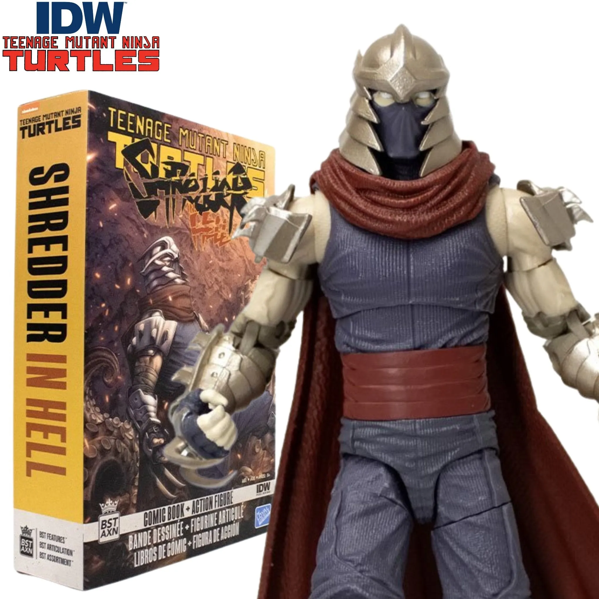 Teenage Mutant Ninja Turtles BST AXN IDW Shredder in Hell (Figure & Comic Set)