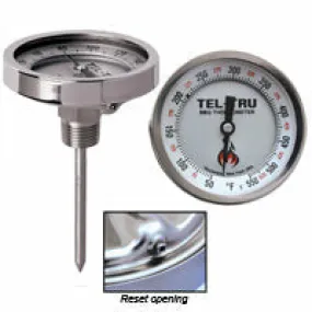 Tel-Tru BQ300R Thermometer, 3" aluminum dial, 2.5" stem