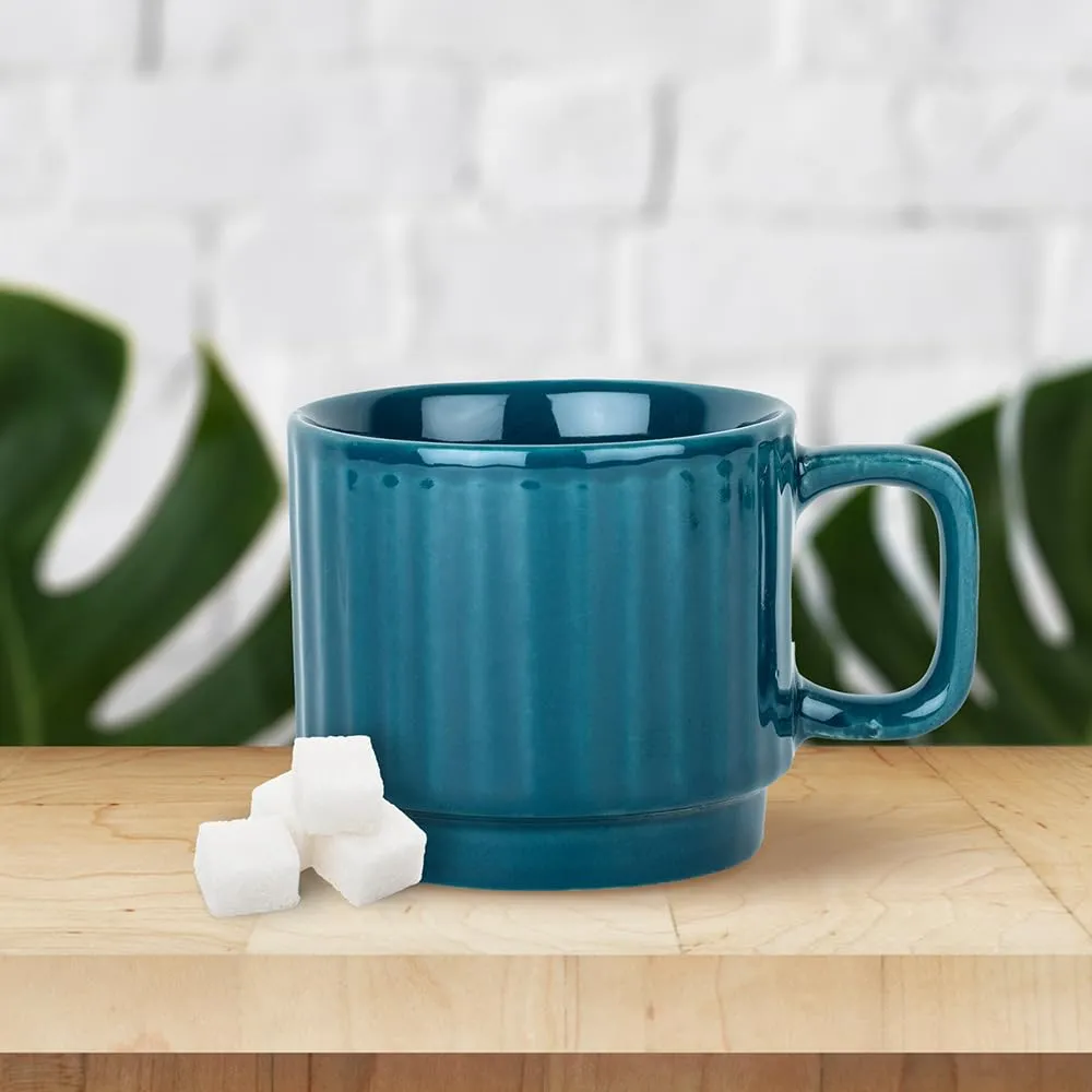 The Better Home Ceramic Tea Coffee Cup with Handles (350 ml x 2) | Microwave Safe | Scratch Resistant | Stain Proof | Glossy Finish | Gifting Set | (Pack of 2- Teal)