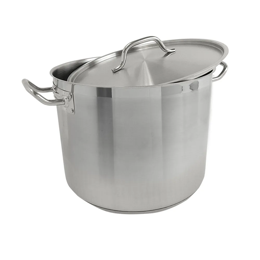 Thunder Group SLSPS4024 24 qt, 14" Diameter x 10-3/8" Height, 2-1/4" Welded Handle, Stock Pot with 14" Diameter x 5/8" Thickness Lid