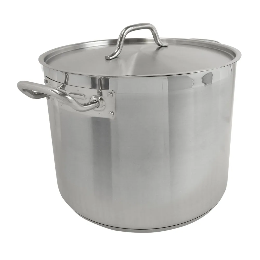 Thunder Group SLSPS4024 24 qt, 14" Diameter x 10-3/8" Height, 2-1/4" Welded Handle, Stock Pot with 14" Diameter x 5/8" Thickness Lid