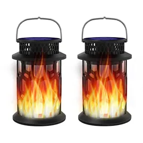 Topmante Solar Lanterns Outdoor Waterproof Flickering Flame Solar Lantern LED Hanging Lanterns Decorative Outdoor Solar Lights for Garden,Patio,Yard,Pathway 2Pack