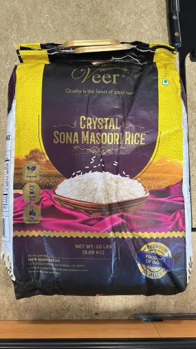 Veer Crystal Sona Masoori Rice 20LB