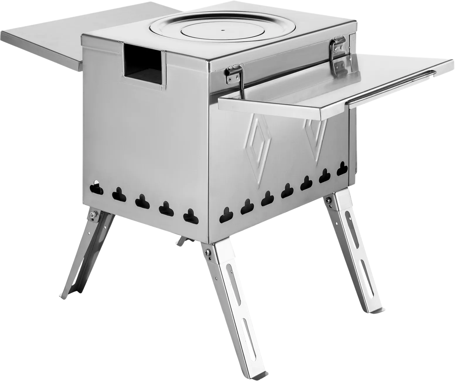 Vevor Tent Wood Stove 113" Stainless Steel Wood-Burning Stove with 1500 Cu. In. Firebox and Folding Pipe New