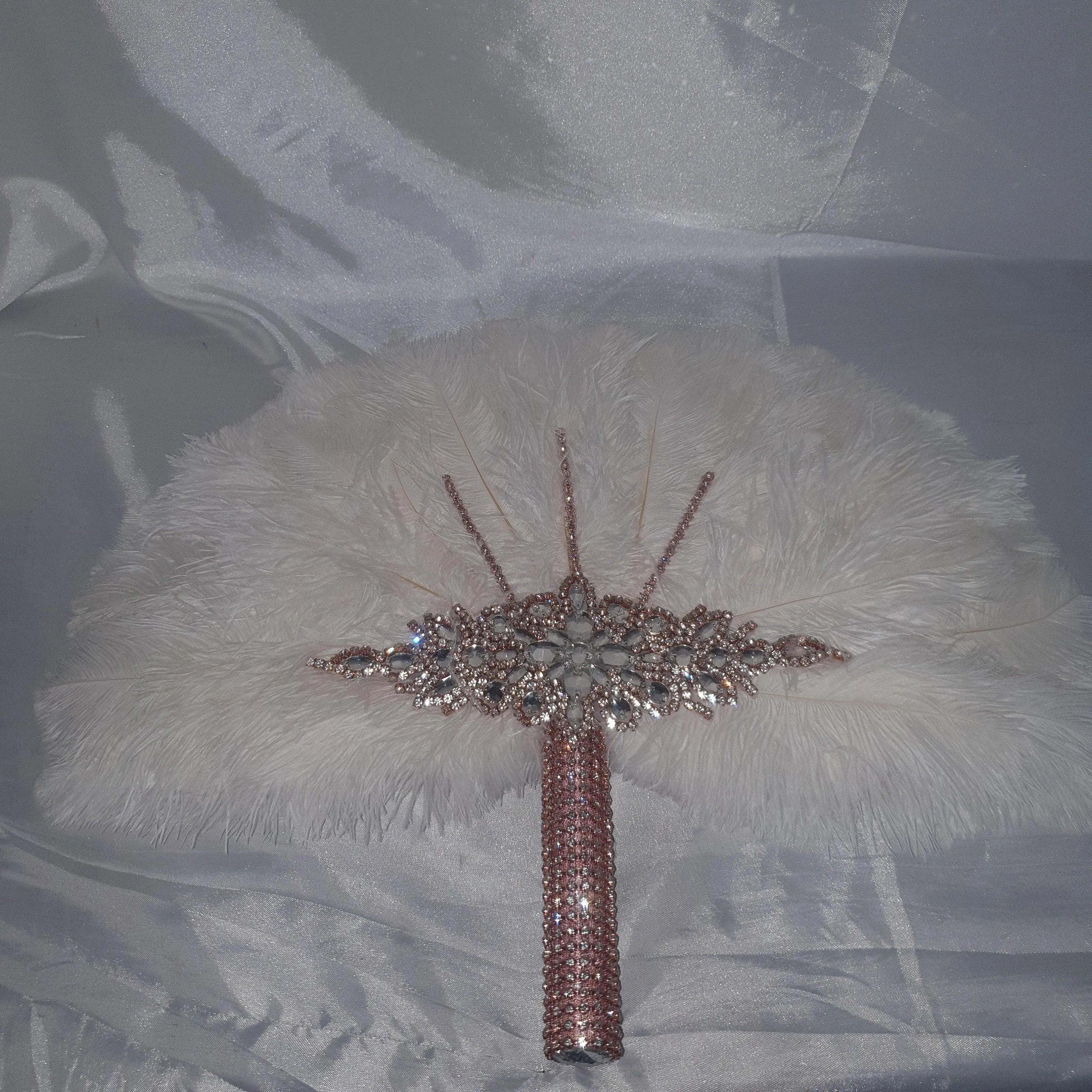 Wedding feather fan ,ostrich fan, wedding hand fan, Great Gatsby any colour as custom made to order by Crystal wedding uk