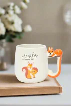 White And Orange Squirrel Embossed Mug (11oz)